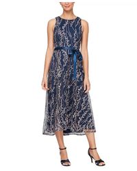 Alex Evenings - Embroidered Sleeveless Midi Dress - Lyst