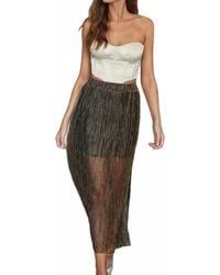 Dress Forum - Metallic Pleated Side Slit Maxi Skirt - Lyst