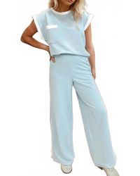 Shewin - Contrast Trim Pocketed Boxy Tank Wide Leg Pant Set - Lyst