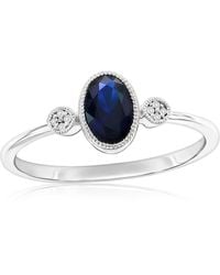 Simona - Sterling, Lab-Grown Sapphire And Natural Diamond Ring - Lyst