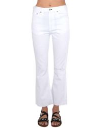 Rag & Bone - With Holes Cropped Jeans Stretch Denim Pants - Lyst