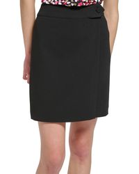Calvin Klein - Petites Solid Crepe Wrap Skirt - Lyst