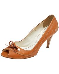 Tod's - Leather Bow Peep Toe Pumps - Lyst