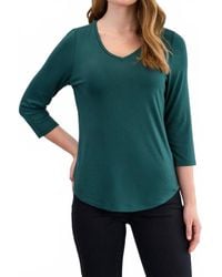 Fdj - 3/4 Sleeve V-Neck Top - Lyst