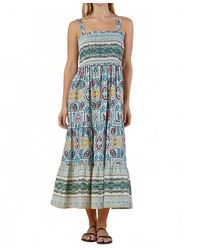 Olivia by Livro - Boho Smocked Printed Milly Midi Dress - Lyst