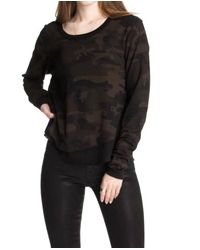 Chrldr - Ava Long Sleeve Mock Layer T Shirt Black/brwn Camo - Lyst