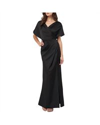 JS Collections - Faux Wrap Bonded Satin Gown Dress - Lyst
