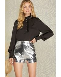 She + Sky - Metallic Faux Leather Shorts - Lyst
