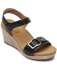 Rockport - Briah Ii Leather Ankle Wedge Sandals - Lyst