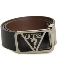 Guess - Cutout Logo Plaque Belt - Lyst