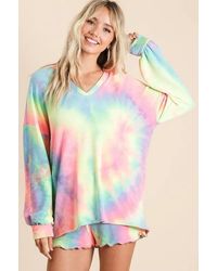 TRUEDAMES - Tie Dye French Terry Top And Shorts Set - Lyst