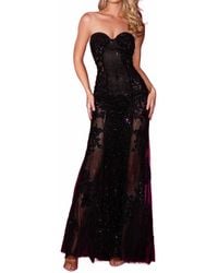 Portia and Scarlett - Crystals Embellished Strapless Mermaid Gown - Lyst