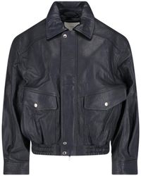 DUNST - Hammered Lambskin Structured-Collar Leather Jacket - Lyst