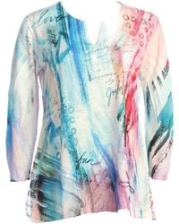 Jess & Jane - Joyful Slit V-Neck Chiffon Contrast Top - Lyst