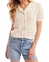 Bluivy - Pointelle Button Down Shirt Knit Cardigan - Lyst