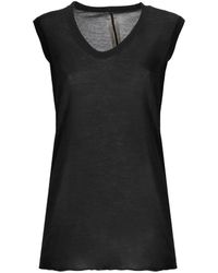 Rick Owens - V-Neck Sleeveless Cotton Top With Relaxed Fit - Lyst