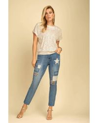 FRANK LYMAN - Bentlee Sparkle Sequin Short Sleeve Top - Lyst