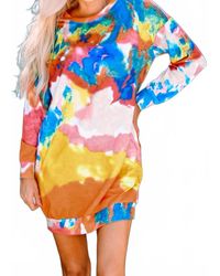 Shiying Fashion - Tie Dye Pocketed T Shirt Mini Dress - Lyst