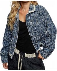 Pol - Long Sleeved Textured Woven Denim Jacket - Lyst