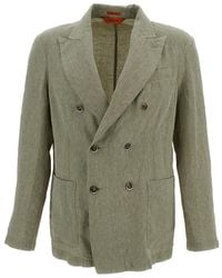Barena - Double-Breasted Linen Siroco Jacket With Notch Lapels - Lyst