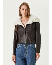 Pcfg - Double Collar Leather Jacket - Lyst