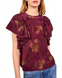 Ulla Johnson - Lena Silk Flutter Sleeve Blouse - Lyst