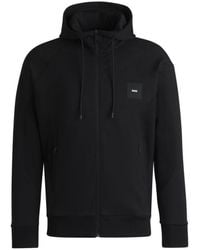 BOSS - Zip-Up Hoodie With Logo Patch - Lyst