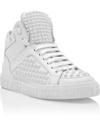 Philipp Plein - Nappa Leather Mid-Top Sneakers Studs - Lyst