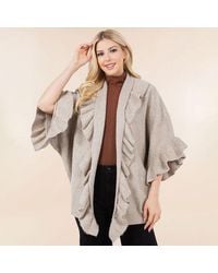 TRUEDAMES - Solid Ruffle Accent Kimono Poncho - Lyst