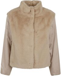 Herno - Short Faux Fur Resort Jacket With Silk-Cashmere Sleeves - Lyst