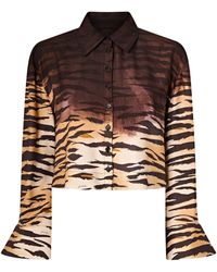 Pinko - Cordelia Tiger Print Cropped Shirt - Lyst