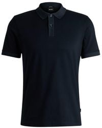 BOSS - Mercerized-Cotton Slim-Fit Polo Shirt With Collar Stripe - Lyst