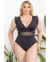 TRUEDAMES - Plus Ruffle Sheer Swimsuit - Lyst