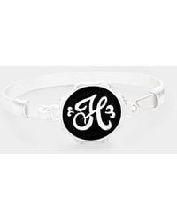 Fashnzfab - H- Acrylic Initial Monogram Metal Disc Hook Bracelet Worn - Lyst