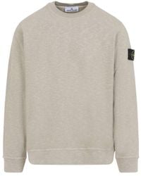 Stone Island - Cotton Sweatshirt With Signature Patch And Ribbed Edges - Lyst
