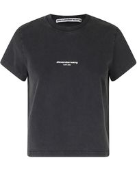 Alexander Wang - Shrunken Front Logo Short Sleeve Cotton T-Shirt - Lyst