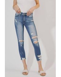 Kancan - Distressed Ankle Skinny Jeans - Lyst