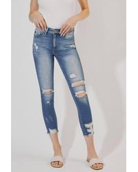 Kancan - Distressed Ankle Skinny Jeans - Lyst