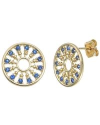 Vir Jewels - 1/5 Cttw Blue Sapphire Stud Earrings Brass With Rhodium Plating Circle Desig - Lyst