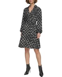DKNY - Knee Length Faux Wrap Wear To Work Dress - Lyst