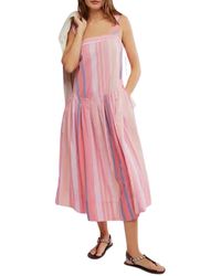 Free People - Primavera Striped Midi Dress - Lyst