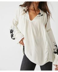 Free People - Tusalossa V-Neck Long Sleeve Embroidered Top - Lyst