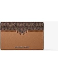 Michael Kors - Mk Hudson Pebbled Leather And Signature Logo Money Clip Card Case - Lyst