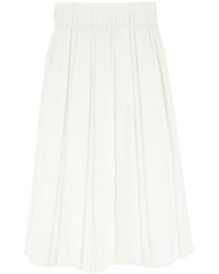 Jil Sander - Pleated Linen Midi Skirt - Lyst