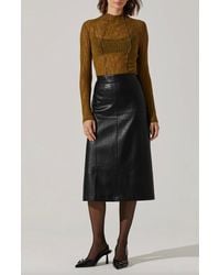 Astr - Yuria Faux Leather Midi Skirt - Lyst