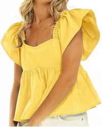 Bibi - Ruffle Sleeve Peplum Top - Lyst