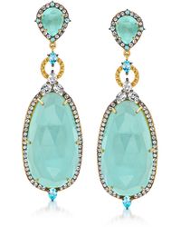 Ross-Simons - Aqua Chalcedony And And White Topaz Drop Earrings - Lyst