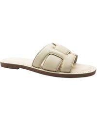 Kenneth Cole - Aiden Leather Peep-toe Slide Sandals - Lyst