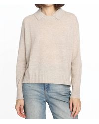 Minnie Rose - Crew Neck Pullover With Collar - Lyst
