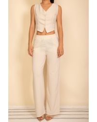 TRUEDAMES - Tailored Button Vest With Adjustable Back Tie & Wide Leg Pants Set - Lyst